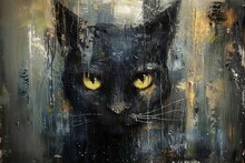 Blackcat Painting Art Blackboard.