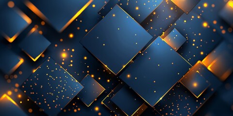 Wall Mural - A blue and orange background with squares of different sizes