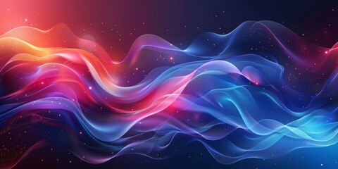 Wall Mural - A colorful wave with a blue and red background