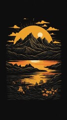 Wall Mural - illustration of a sunset