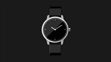 Wall Mural - A minimalist watch with a sleek black face and silver detailing a modern and luxurious statement piece..