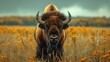 Encounter the powerful presence of a bison grazing on the American prairie in this breathtaking 4K wallpaper. Its rugged appearance and symbolic significance represent the spirit of the Wild West.