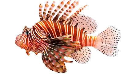 Wall Mural - Deep ocean fish, lionfish isolated on white background