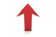 A vibrant red arrow pointing upwards, isolated on a crisp white background, symbolizing growth, success, and progress.