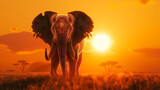 Fototapeta  - elephant in sunset