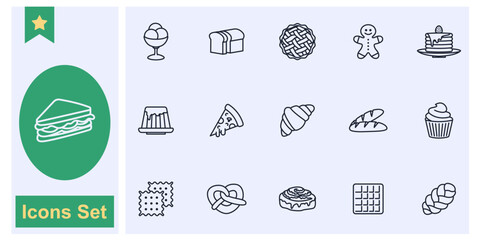 Wall Mural - Bakery shop icon set symbol collection, logo isolated vector illustration