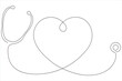 © Shemol - Continuous one line art drawing of stethoscope with heart beat wave outline vector