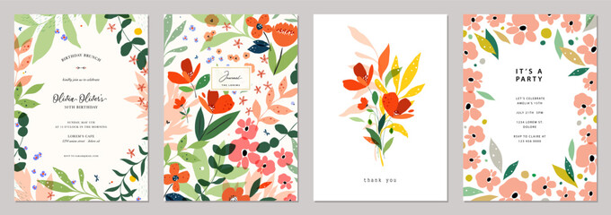 Wall Mural - elegant floral templates. for wedding invitation, birthday and mothers day cards, flyer, poster, ban
