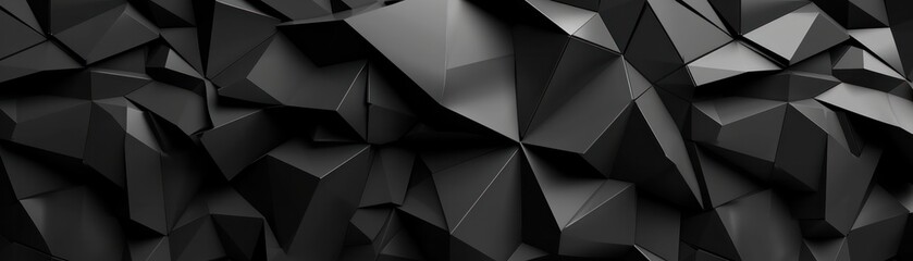 Wall Mural - 3d abstract low polygon black background