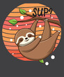 Sup? funny sloth hanging on tree T-Shirt design, sloths, spirit, animal, relax, nap, chill, lazy, great, boys, girls, kids, child, children, family, friends, son, daughter, lovers, surprise, loves, 
