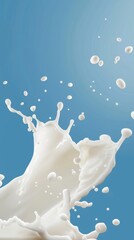 Wall Mural -  milk splash on blue background