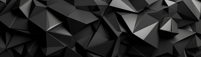 Wall Mural - 3d abstract low polygon black background