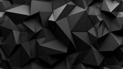 Wall Mural - 3d abstract low polygon black background