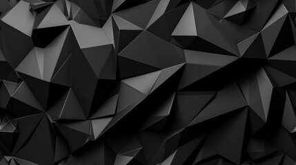 Wall Mural - 3d abstract low polygon black background
