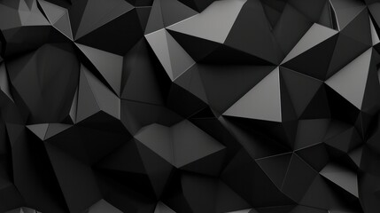 Wall Mural - 3d abstract low polygon black background