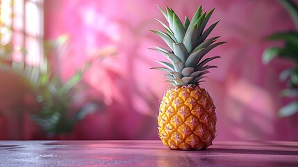  3D pop art of a pineapple on a vibrant background exuding tropical vibes