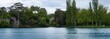 Panorama of the park in Laxenburg with beautiful stone bridges and lake, Austria