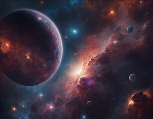 Wall Mural - Galactic Journey: Viewing Planets, Nebulae, and Galaxies