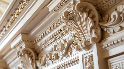 detail of intricate crown molding in expensive home