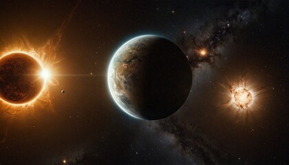 Wall Mural - Astronomical Array of Planets, Nebulae, and Distant Galaxies