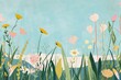 Cute meadow illustration asteraceae painting graphics.