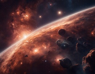 Wall Mural - Celestial View: Planets, Nebulae, and Far-Off Galaxies