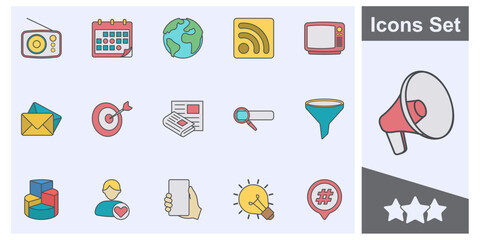 Wall Mural - Digital marketing icon set symbol collection, logo isolated vector illustration