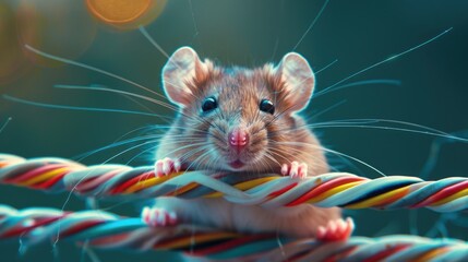 mouse eats wire selective focus