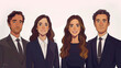 Young professional people corporate portrait illustration