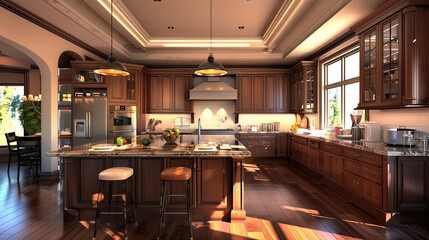 Wall Mural - Kitchen interior in new luxury home.