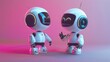 Cute robotic characters interacting on a virtual social media platform  AI generated illustration