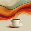 Cup of coffee with abstract background. Generative AI.
