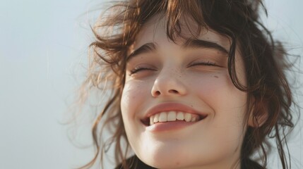 Poster - A woman with brown hair and a smile on her face