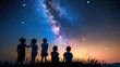 Innocent children admiring a sky full of stars  AI generated illustration