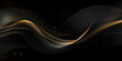 © TatjanaMeininger - Abstract black wallpaper background with soft golden sparkle line elements