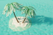 Summer tropical island with coconut palms and hammock on sand. Summer travel concept. 3d render
