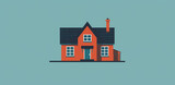 Fototapeta Uliczki - Flat vector isolated illustration of a cute house. Illustration should depict a charming and cozy facade.
