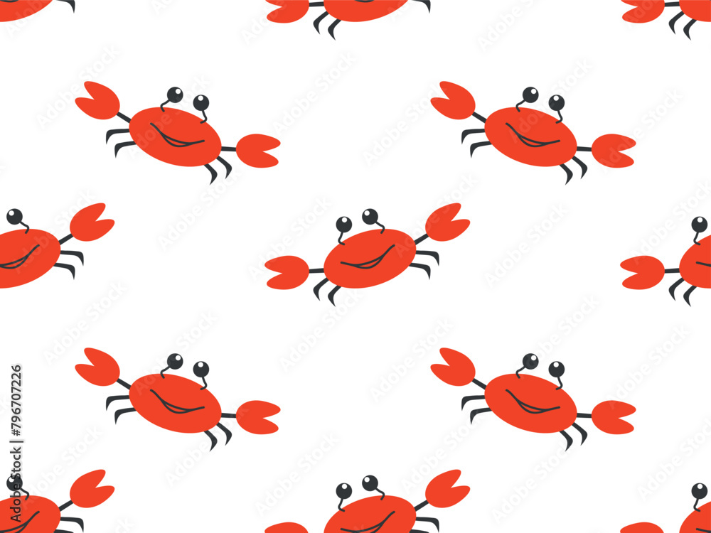 Seamless pattern with a cute red crab on a transparent background ...