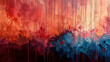 abstract painting in fiery red and dark blues tones vivid color grunge texture.