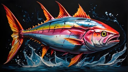 Wall Mural - fish tuna, World Tuna Day, 2 may, Concept template for international tuna day, Majestic tuna fish .Specially design for world tuna day. fish, tuna, world, tuna, day, 2, may, concept, template