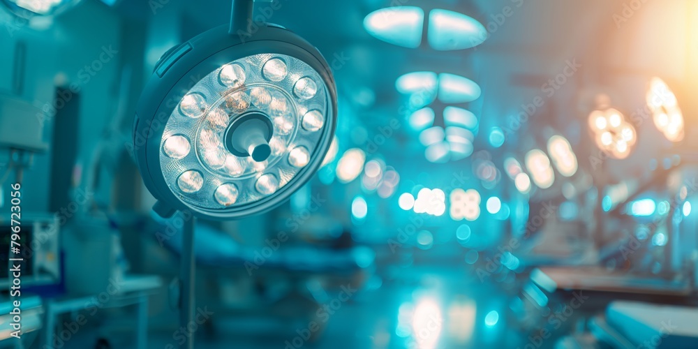 Surgical lights in an operating room with a blurred background Stock ...