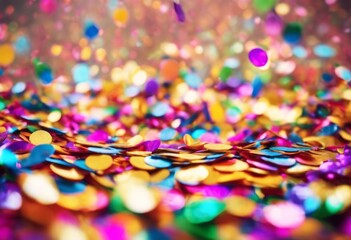 Wall Mural - 'Colorful background bokeh. confetti carnival festival decorative rainbow explosion effect sale light red flying glistering glittering happiness year wedding invitation decor'