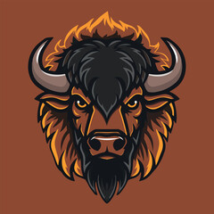 Canvas Print - Angry bull head mascot vector illustration with isolated background