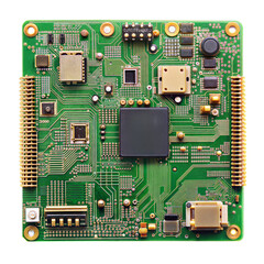 Detailed circuit board with a variety of electronic components