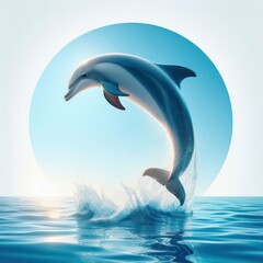 Wall Mural - dolphin in water on a white background