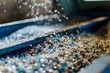 Transforming Plastic into Small Pellets: A Macro View of the Recycling Process. Concept Recycling Process, Plastic Pellets, Macro Photography