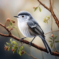 Wall Mural - A Gnatcatcher Isolated Against a Neutral Background: Showcasing the Delicate Features and Subtle Colors of This Small Bird





