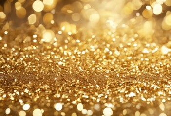 Wall Mural - 'background glitter Gold confetti glittering sparkle glistering gem yellow year new shine decoration seasonal shimmer glamour light shiny spangled texture design merry effect style'