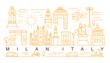 city of Milan in outline style on white