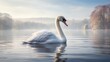 An image highly detailed and realistic portrait of a graceful and elegant swan gliding on a tranquil lake, AI Generative